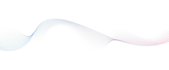 Flowing Dot Wave Pattern Halftone Curve Shape on Transparent Background