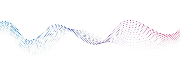 Flowing Dot Wave Pattern Halftone Curve Shape on Transparent Background