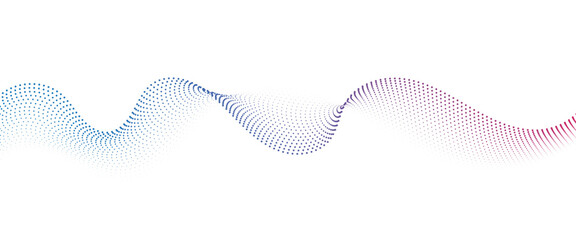 Flowing Dot Wave Pattern Halftone Curve Shape on Transparent Background