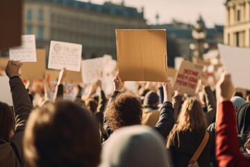 peoples with empty placards and posters in the street