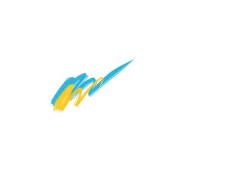 Obraz na płótnie Canvas Blue and yellow brushstroke on transparent fond, hand drawn. Blue and yellow arrows, digital illustration. Smears, smudges, multicolor brushstrokes. 