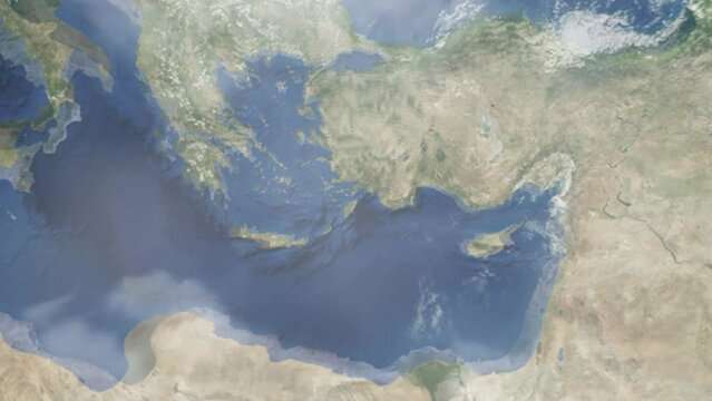 Rhodes Greece zoom of the earth from space to the city