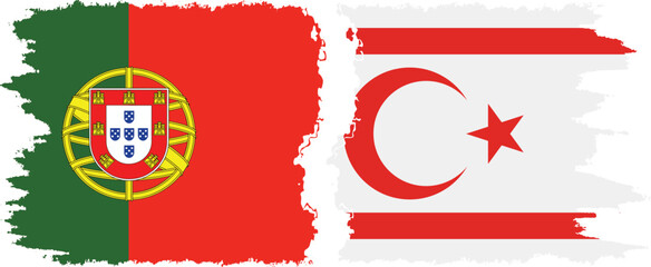 Turkish Republic of Northern Cyprus and Portugal grunge flags conne