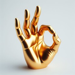 3d golden hand ok sign