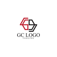 GC initials logo design is hexagonal 