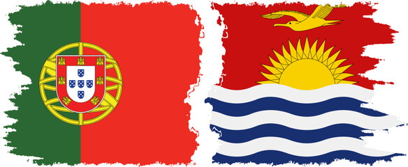 Kiribati and Portugal grunge flags connection vector
