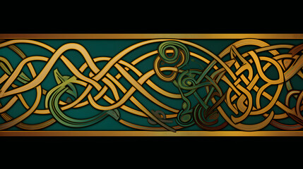 Intricate Blend of Earthy Hued, Nature-Inspired Celtic Patterns Demonstrating Ancient Artistry - obrazy, fototapety, plakaty