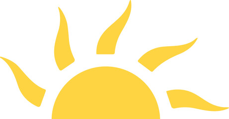 Half Sun sunset and sunrise, icon vector symbol. Yellow sun star icon. Summer, sunlight, nature, sky ,