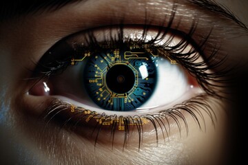 Fototapeta premium Advanced digital laser eye correction projection enhancing vision technology concept.