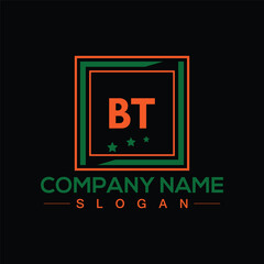 Handwritten BT letters logo design with vector