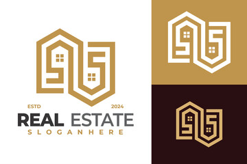 Letter N Real Estate Logo design vector symbol icon illustration