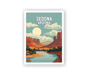 Sedona, Arizona Illustration Art. Travel Poster Wall Art. Minimalist Vector art