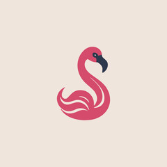 pink flamingo wild animal bird logo vector illustration template design