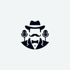 Obraz na płótnie Canvas gentleman podcast media logo vector illustration template design