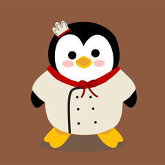 Chef penguin Kawai cute vector logo