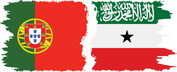 Somaliland and Portugal grunge flags connection vector
