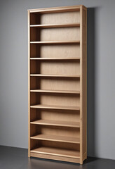 a tall wooden bookshelf isolated on a transparent background