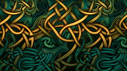 Intricate Blend of Earthy Hued, Nature-Inspired Celtic Patterns Demonstrating Ancient Artistry - obrazy, fototapety, plakaty