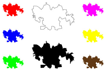 Obraz premium Dourados city (Federative Republic of Brazil, Mato Grosso do Sul state) map vector illustration, scribble sketch Dourados map