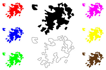 Obraz premium Divinopolis city (Federative Republic of Brazil, Minas Gerais state) map vector illustration, scribble sketch Divinópolis map