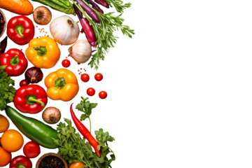 Food frame vegetables for cooking, isolated on transparent background