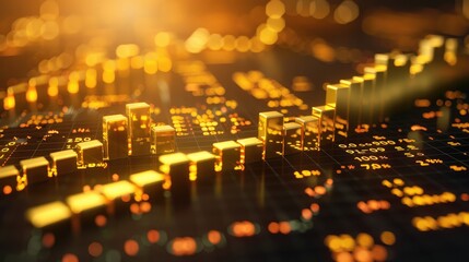 Investment growth concept with price of gold trading on the gold market graph background: Candle stick graph chart of gold market investment trading.