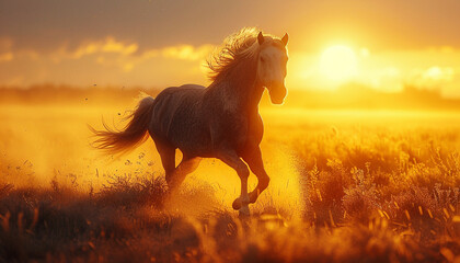 Majestic Desert Horse Capture the spirit of untamed beauty, ai technology - obrazy, fototapety, plakaty