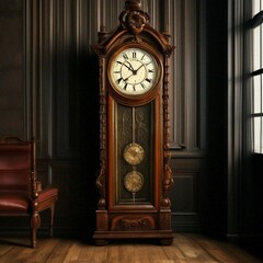 antique clock on a wooden wall