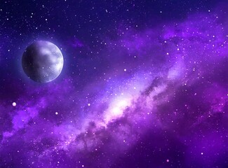 Obraz na płótnie Canvas Galaxy wallpaper with moon and milky way