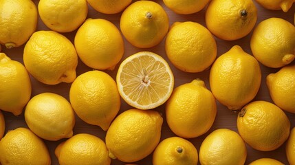 Concept stands out from the crowd with a large group of whole lemons, Generative AI