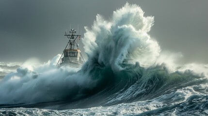 Dramatic Stormy Sea Art in Turbulent Waters with Powerful Waves - obrazy, fototapety, plakaty