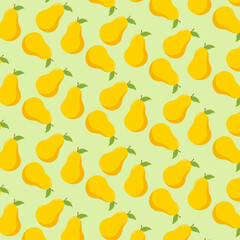 Pear pattern. Food print for kitchen tablecloth or kitchen towel. Vector illustration.