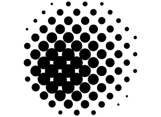 Vector round pattern of black dots on a white background. Abstract vector background. halftone