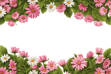 Fototapeta na wymiar border frame of flowers with blank text space isolated on transparent background 