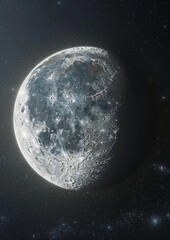 Fototapeta premium A view of the moon in a sky full of stars.
