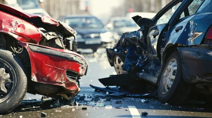 Crédence de cuisine en verre imprimé TAXI de new york Car accident with two cars crashing together