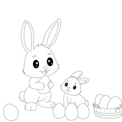 Draw two rabbit with Esther eggs 