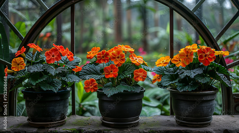 Poster a colorful group of potted flowers rests elegantly on a windowsill, adding a burst of nature and bea