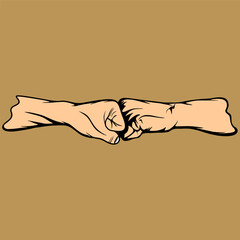 men's hands attack each other with hard fists vector illustration