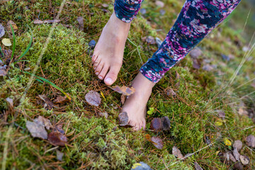 Stepping in the moss