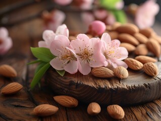 Obraz na płótnie Canvas nuts almonds on a wooden background