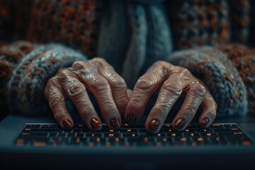 A person is typing on a keyboard with their hands, focusing intently on the screen.