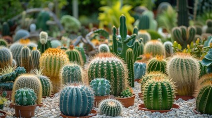 Many types of cactus in the botanical garden
