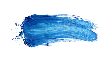 one blue color brush stroke isolated on white background