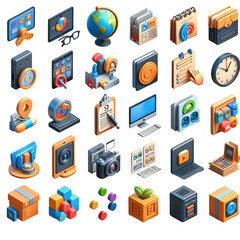 Flat Vector Icons Set for Web, Mobile Applications and Technology Business Design