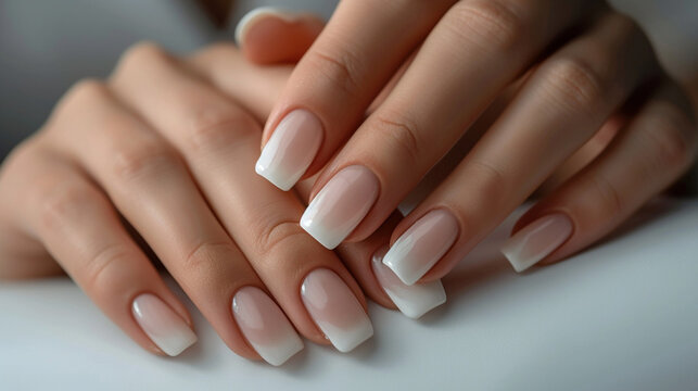 Beautiful women's nails with a beautiful manicure, selective focus, Generative AI,