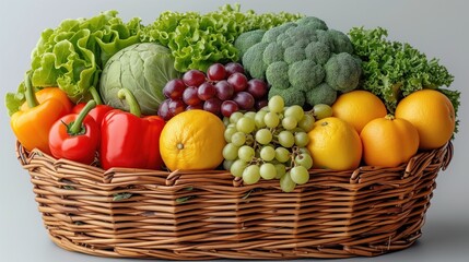 basket with a variety of vegetables and fruits