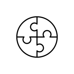 Puzzle outline icons, minimalist vector illustration ,simple transparent graphic element .Isolated on white background