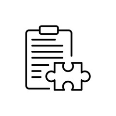 Puzzle outline icons, minimalist vector illustration ,simple transparent graphic element .Isolated on white background