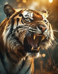 Majestic Tiger's Ferocious Roar Captured in Stunning Close-Up Imagery